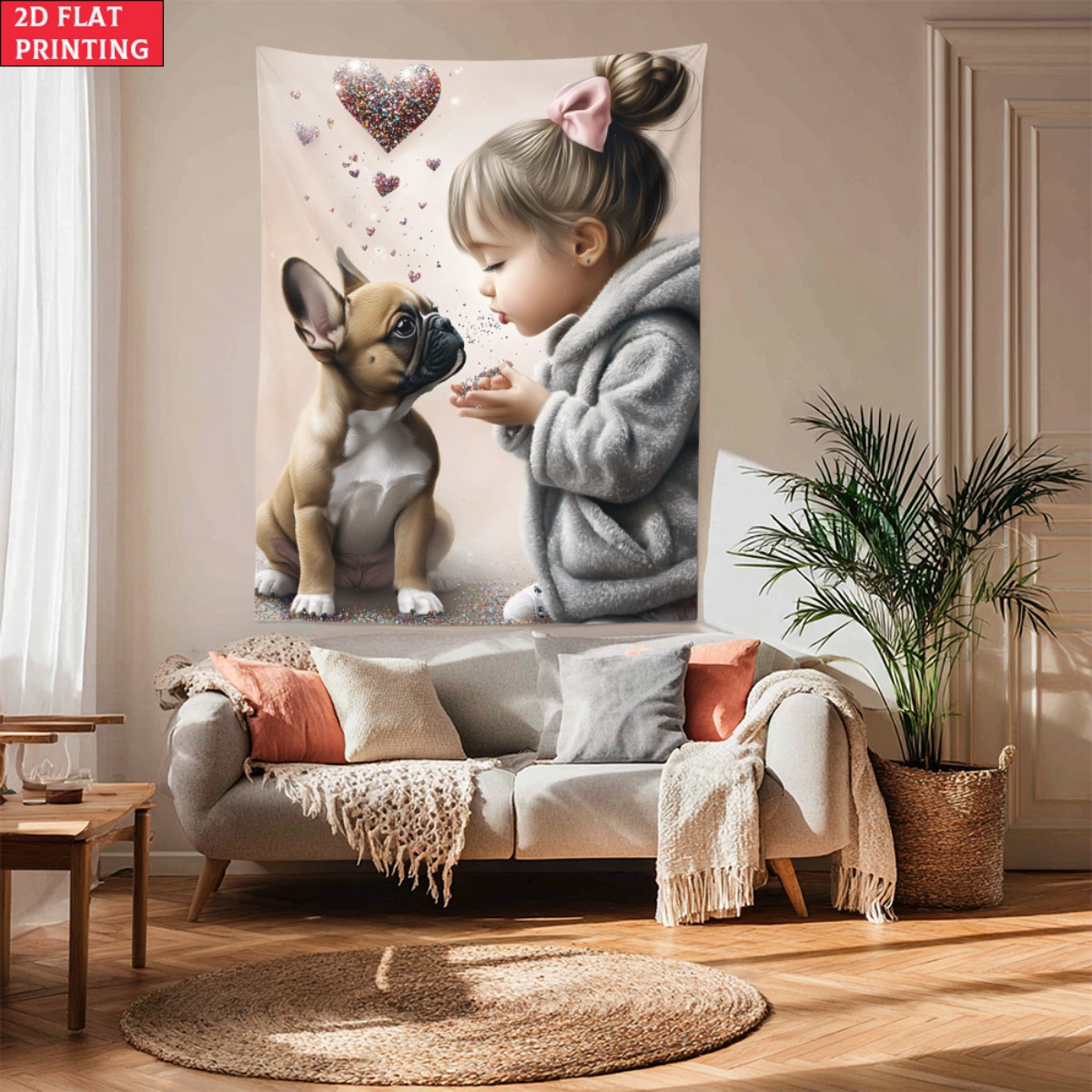 Baby Nursery Girl Room - Fransız bulldog yavrusu ile kız kalp