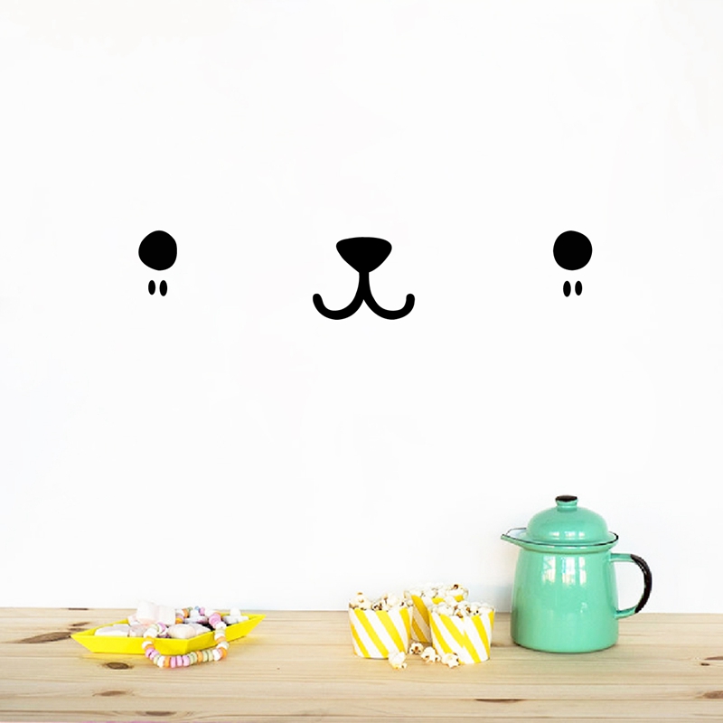 Baby Nursery Furniture - Sevimli Kawaii yüzü duvar sanatı çıkartması