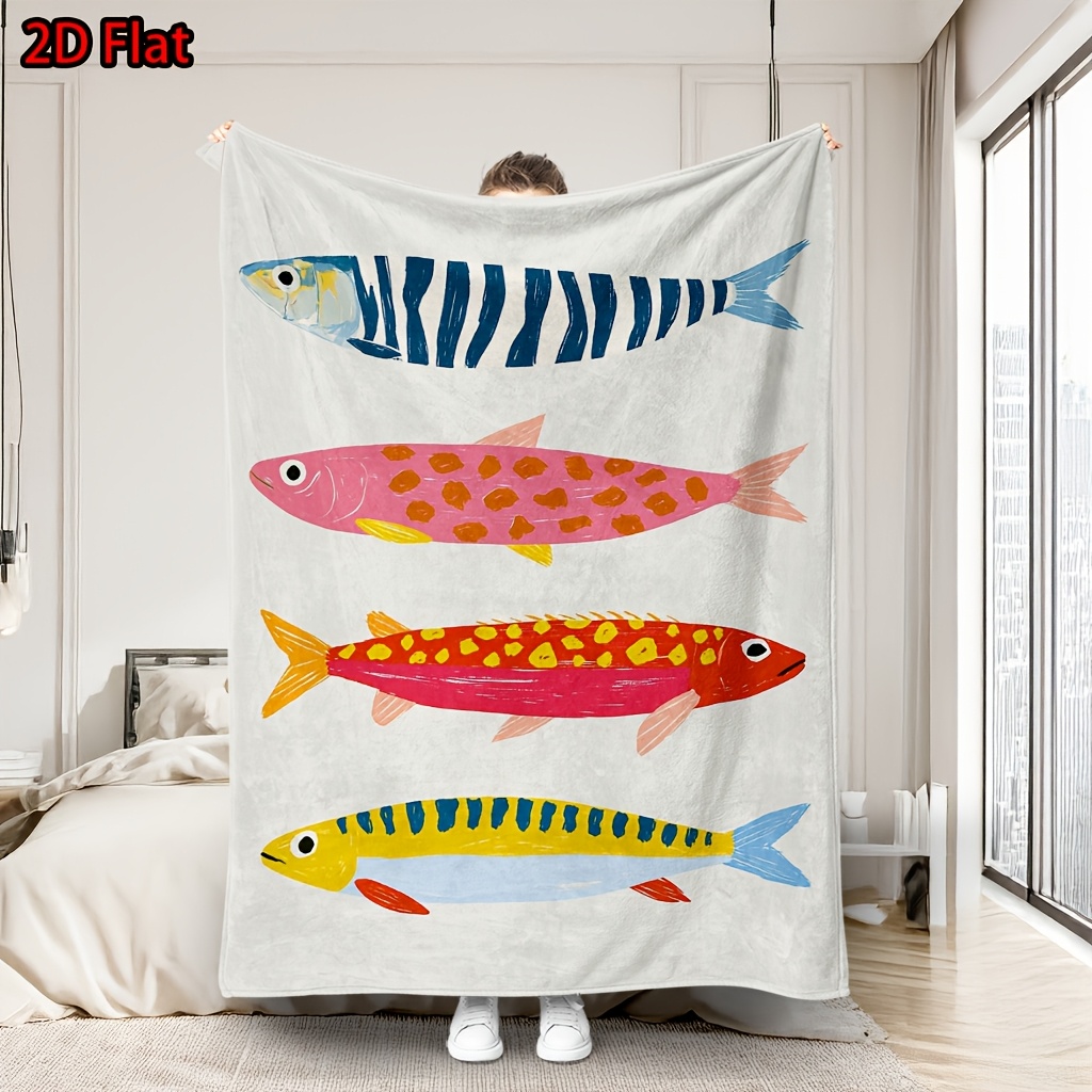 Baby Nursery Ocean Theme - Eğlenceli Balık Baskılı Örtü Çocuk Odası