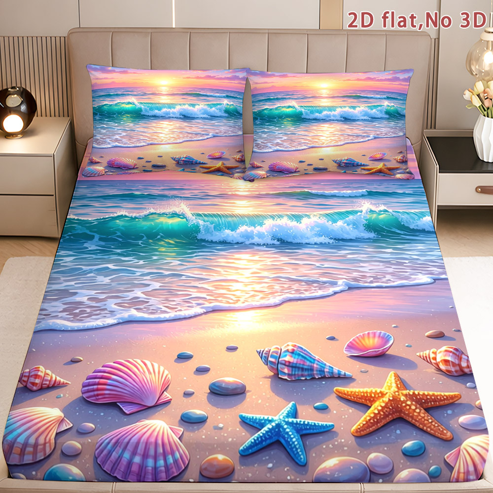 Baby Nursery Ocean Theme - Okyanus Temalı Lastikli Çarşaf, Baskılı Lastikli