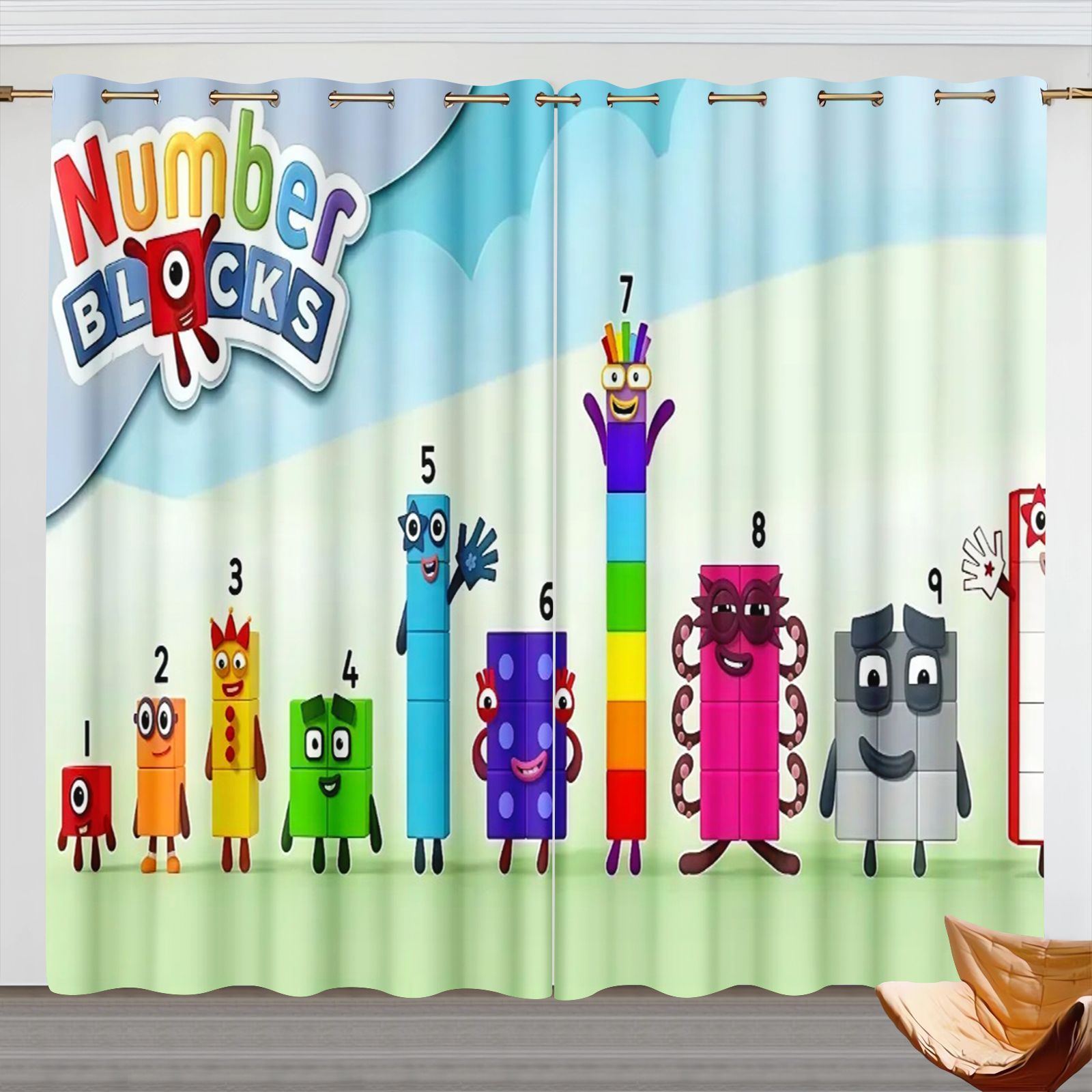 Baby Nursery Blackout Curtains - Numberblocks Karikatür Perdeler, Çocuk Odası Karartma