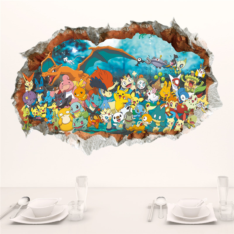 Baby Nursery Wall Mural - Karikatür Pokémon Pikachu duvar Sticker çocuk