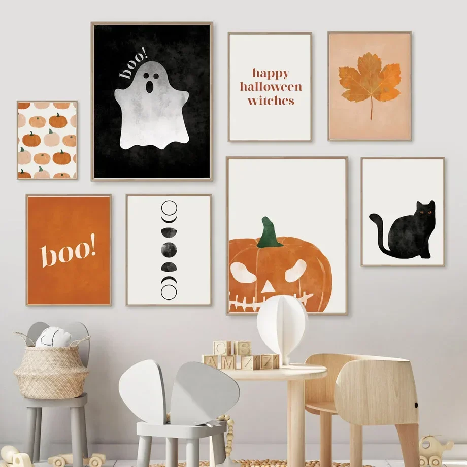 Baby Nursery Girl Room - Kedi Cadılar Bayramı Soul Kabak duvar