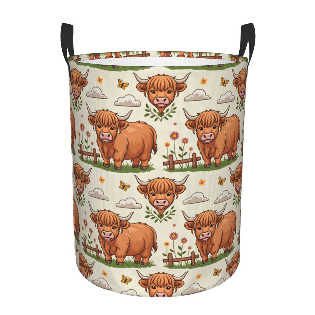 Baby Nursery Laundry Hamper - Karikatür Yayla İnekleri Çamaşır Sepeti Katlanabilir