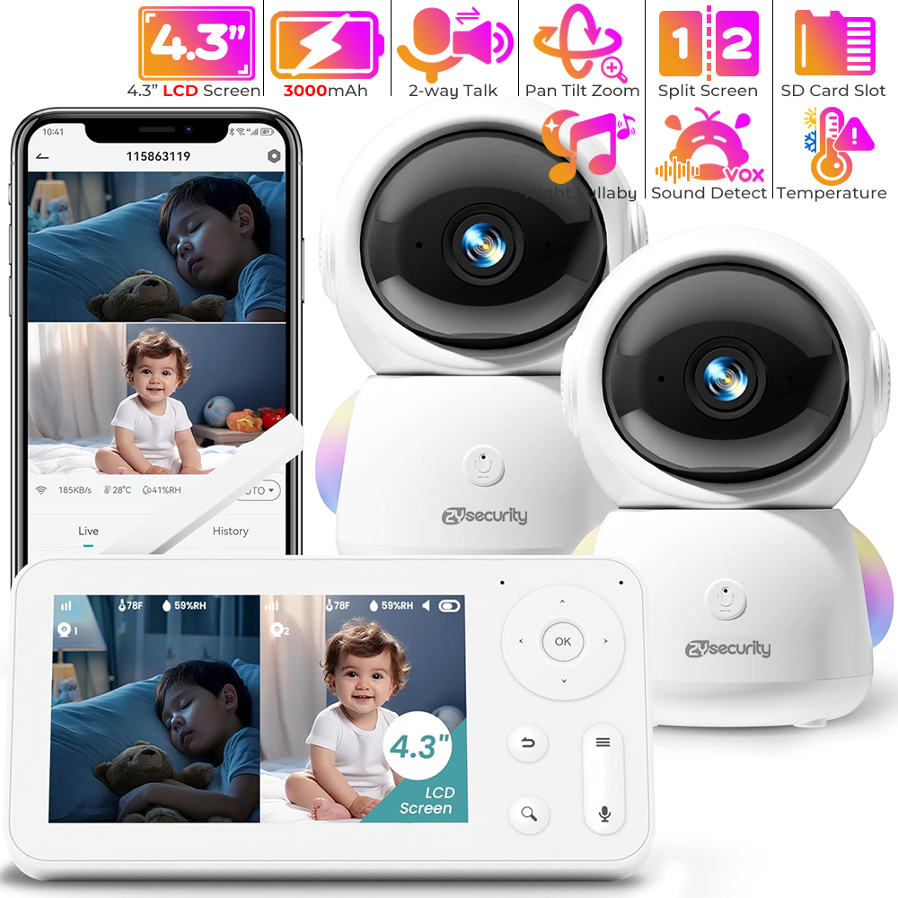 Baby Nursery Music - 2 Kamera ve Sesli 2K Bebek