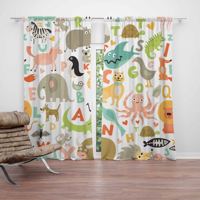ABC Alfabe Kreş Perdesi Hayvan - Baby Nursery Blackout Curtains incelemesi ve fiyatı