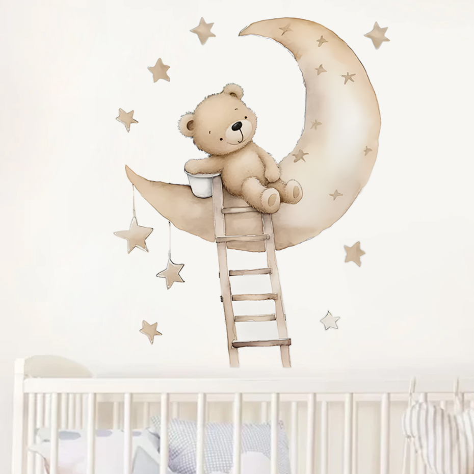 Sevimli Ayı Yıldız Bulut duvar - Baby Nursery Girl Room incelemesi ve fiyatı