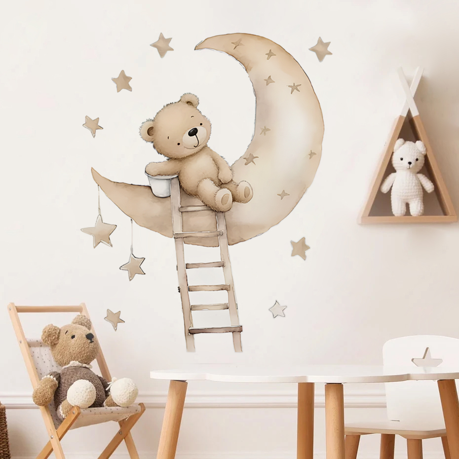 Sevimli Ayı Yıldız Bulut duvar - Baby Nursery Girl Room incelemesi ve fiyatı