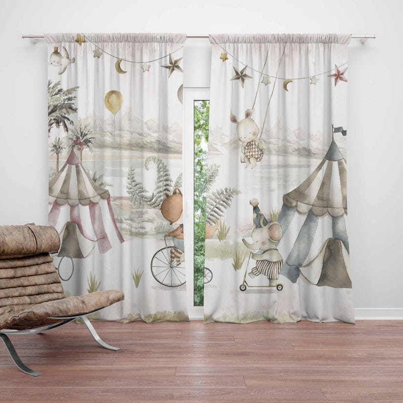 Sirk Hayvanları Perdeleri Çocu - Baby Nursery Blackout Curtains incelemesi ve fiyatı