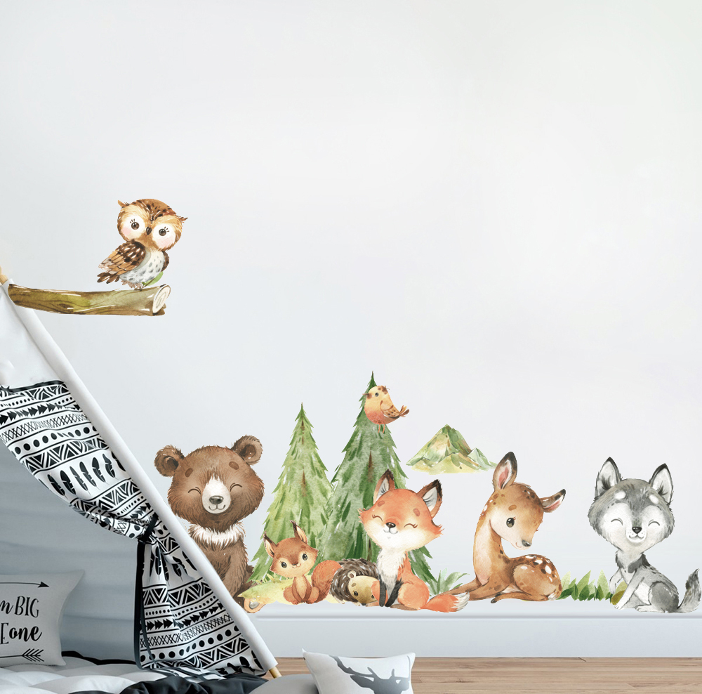 Karikatür Suluboya Orman Hayva - Baby Nursery Furniture incelemesi ve fiyatı
