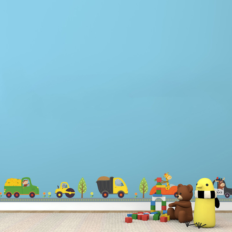 Karikatür Hayvanlar Araba duva - Baby Nursery Wall Mural incelemesi ve fiyatı