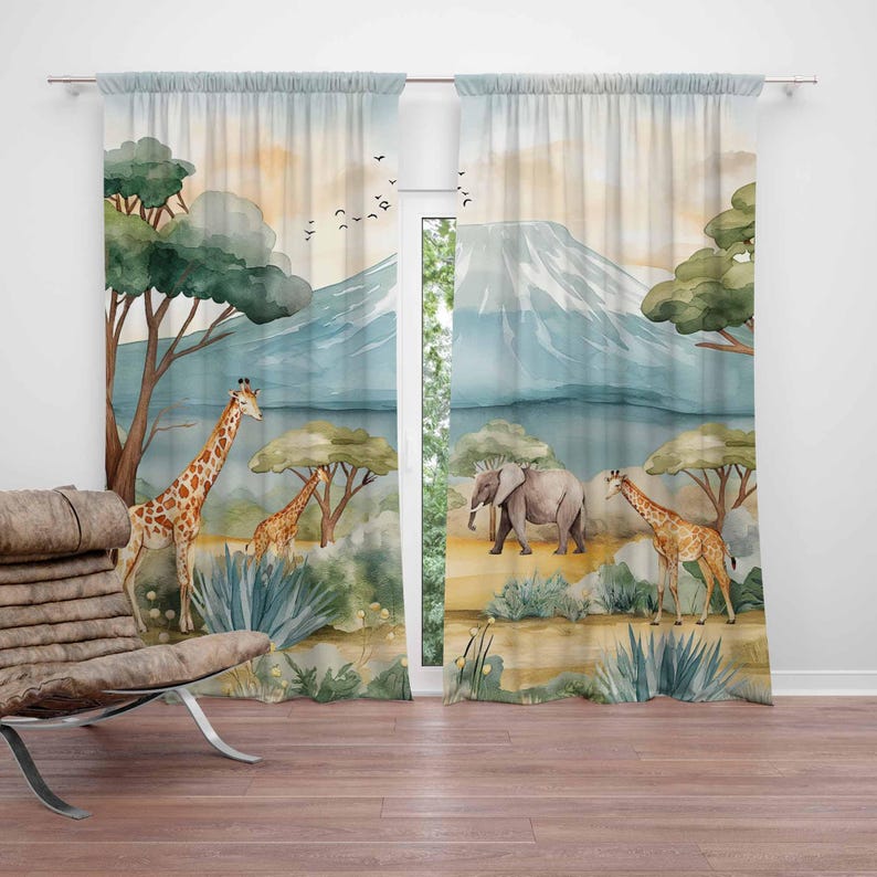 Safari Hayvanları Çocuk Perdel - Baby Nursery Blackout Curtains incelemesi ve fiyatı