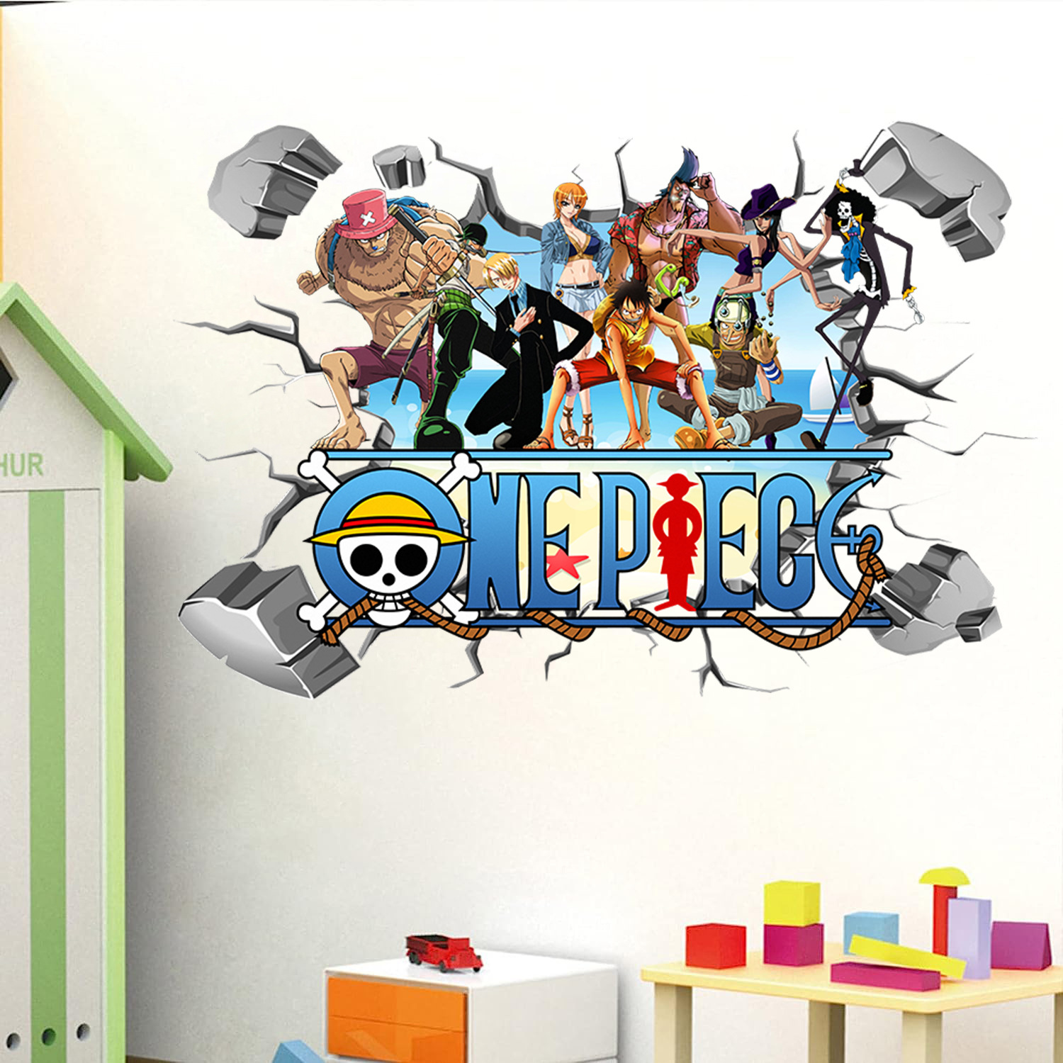 Karikatür tek parça Luffy 3D d - Baby Nursery Wall Mural incelemesi ve fiyatı