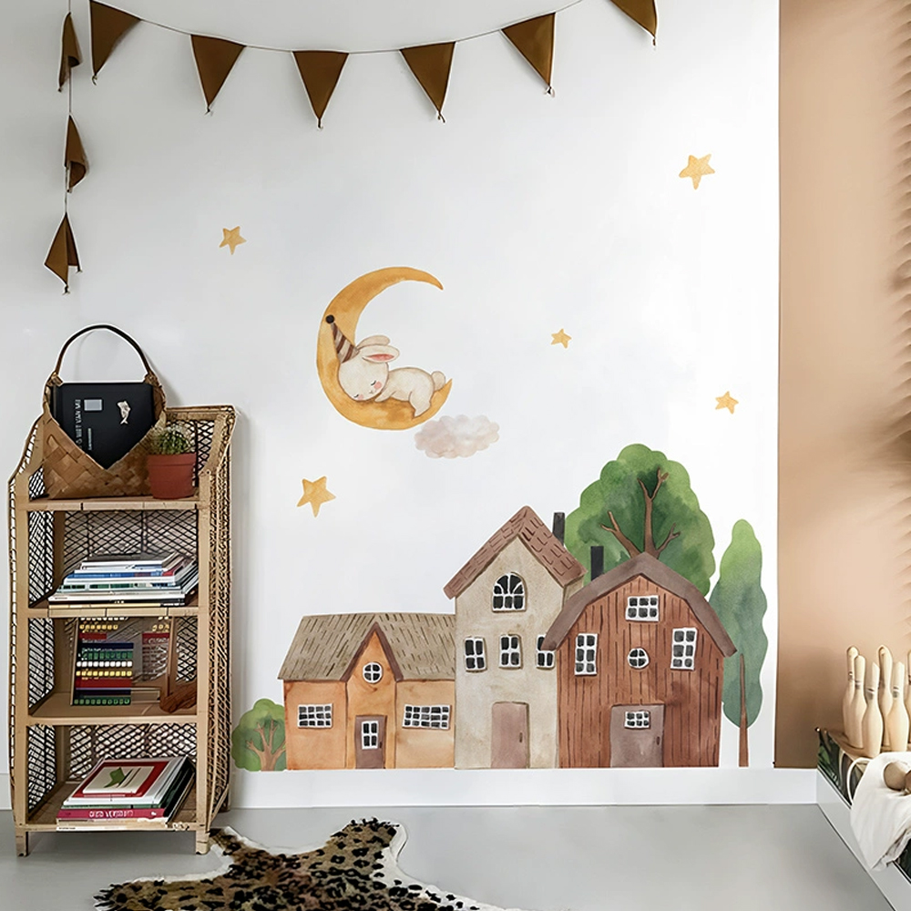 Kumaş karikatür orman eski şeh - Baby Nursery Wall Mural incelemesi ve fiyatı