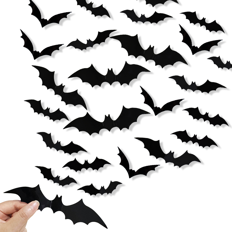 12-120 adet 3D siyah yarasa du - Baby Nursery Wall Mural incelemesi ve fiyatı