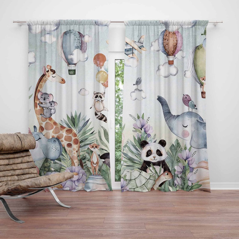 Safari Hayvan Partisi Kreş Per - Baby Nursery Blackout Curtains incelemesi ve fiyatı